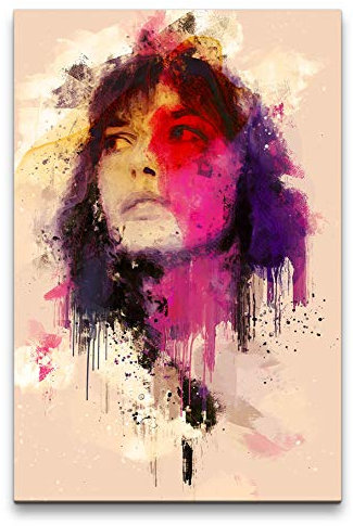 Jane Birkin Porträt Abstrakt Kunst Schauspielerin Farbenfroh 60x90cm Leinwandbild