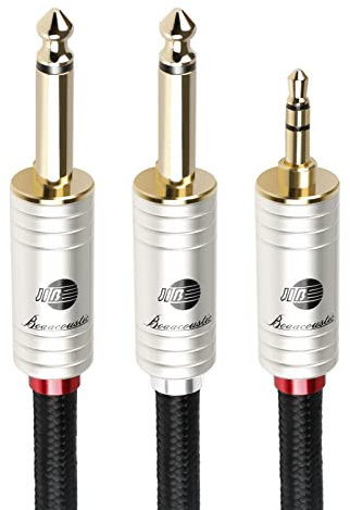 BOAACOUSTIC JIB Cavo Jack 3.5mm a 2x 6.35mm Mono Qualità Audiofila,Cavo Inserimento Audio 3,5mm a Doppio 6,35mm, per Collegare Smartphone, Mixer, Amplificatore, Tablet, Altoparlante 2m