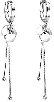 SLUYNZ 925 Sterling Silber Creolen Ohrringe Kette für Damen Hängend Ohrringe Tropfen (A-Silber)