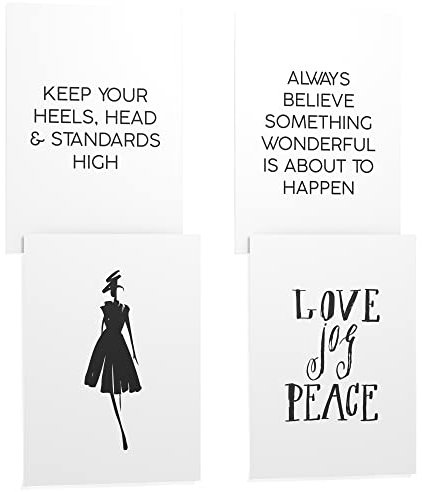 Papierschmiede® Premium Spruchposter Set 4er DIN A1, Motiv: Coco Heels, Fashion Quote, Poster mit Sprüchen, Coco Bild, Wanddeko mit Spruch fürs Wohnzimmer Schlafzimmer ohne Rahmen