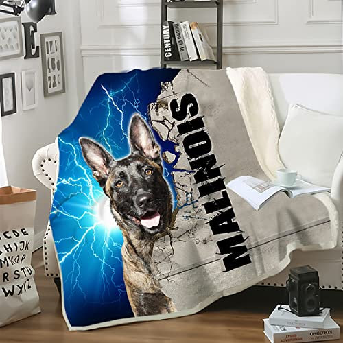 JWFGTT Malinois Decken Tier Hund Flauschige Sherpa TV Sofa Bett Decken Warmer Winter Heim Kuscheldecke Wolle Fleecedecke für Erwachsene Kind 150x200cm, 150 x 200 cm