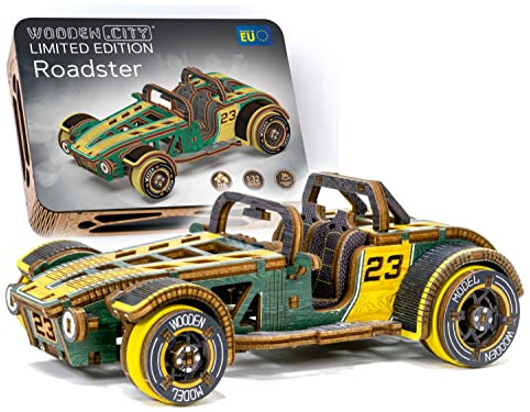 WOODEN.CITY Roadster Limited Edition - DIY 3D Holzmodellbausätze für Erwachsene, Auto Bauen - 3D Holzpuzzle, Laser Cut, bastelset Erwachsene, modellbausatz, 3D Puzzle, Geschenke für männer