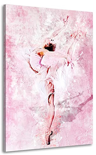 Kunstgestalten24 Leinwandbild Ballerina Pink Style Wandbild Kunstdruck moderne Raumdeko XXL
