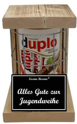 duplo Riegel - Notfall Reserve - Metallgitter - Alles Gute zur Jugendweihe - Jugendweihe Geschenk - Die süße lustige Geschenkidee aus Holz für Männer und Frauen