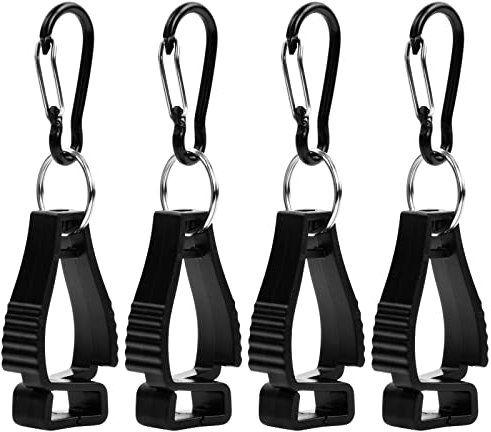 Yasmous 4 Pcs Glove Clip Grabber Holder Hanger Labor Work Clamp Safety - Black