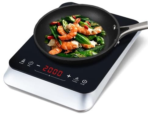 COOKTRON Piastra Induzione, Piano Cottura a Induzione Elettrica con Touch Control, 10 Livelli di Temperatura e Potenza,Timer 4 Ore, Sicurezza Bambini, Boost Funzione, Design Elegante, 2000W