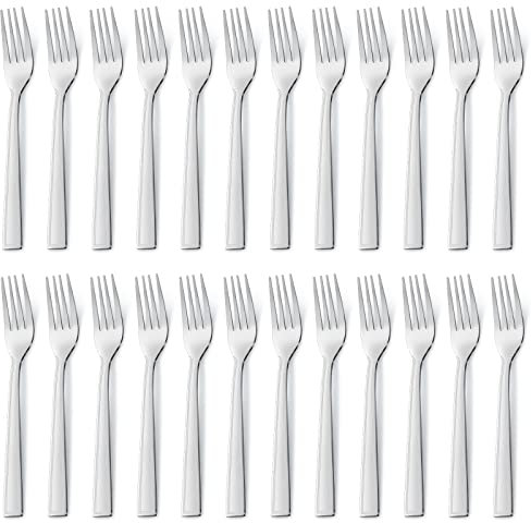 Tenedores acero inoxidable, Hunnycook 24 Piezas Juego de tenedores, tenedores de mesa Aptos para Casa Restaurante Exterior, Pulido y apto para lavavajillas