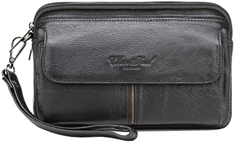 Pochette en cuir pour homme avec dragonne, 032 - Noir
