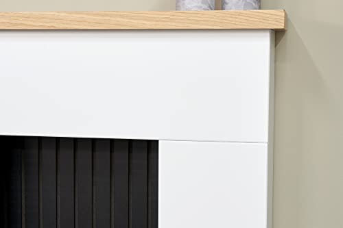 Adam Innsbruck Stove Fireplace in Pure White with Hudson Electric Stove in Black, 45 Inch