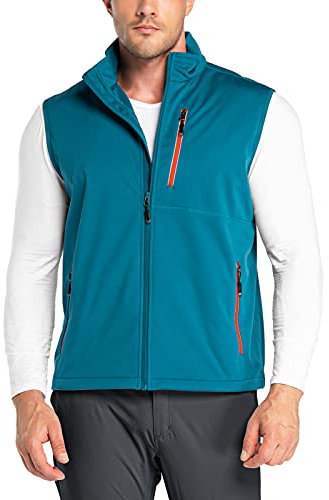 33,000ft Gilet softshell léger pour homme, veste coupe-vent chaude et réfléchissante sans manches pour cyclisme, course à pied, randonnée, golf, travail, bleu, XXXXL
