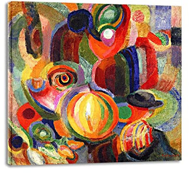 IKYE Gerahmt. Sonia Delaunay-Terk Reproduktion berühmter Gemälde. berühmten Gemälden auf Leinwand, Wandkunstdruck. Wohnzimmer-Dekorbilder (Markt) 80 x 80 cm (31,5 x 31,5 Zoll) gerahmt