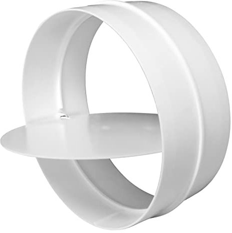 Steinberg14 Conector blanco de 150 mm de diámetro con válvula antirretorno, válvula antirretorno, pieza de conexión para tubo de ventilación, conducto redondo, conector de tubería