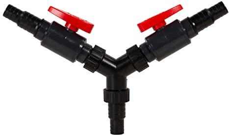 AquaForte vanne 3 voies diviseur d'eau en Y Ø20/25mm, avec 2 robinets à bille, convient pour les ornements d'eau et les cascades, il suffit de raccorder les tuyaux, plus de tracas