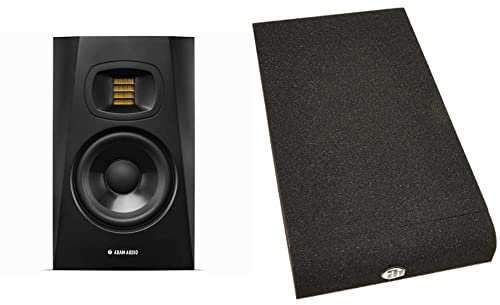 ADAM Audio Studio Monitor for recording, mixing and mastering, Studio Quality Sound (Single), Black & Adam Hall PAD ECO Series SPADECO1 Monitor Isolation Pad