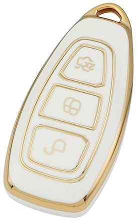 【3 Farben】 Z.MYUKI Puma ST line X Schlüsselhülle mit Schlüsselanhänger für Ford Puma 2020-2024 2025 Zubehör Key Cover (Weiß)