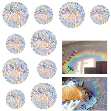 10 Prisma Sonnenfänger Fenster,Suncatcher Sticker,Fensteraufkleber,Fenster Aufkleber Regenbogen,Vogelschutz für Window,Rainbow Fenstersticker Stickers,Vogel Anti Folie,Fensterbilder Sun Anti-Kollision