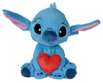 Simba - Disney Peluche Stitch Abrazando un Corazón, 25cm, Material Suave y Agradable, Auténtico Producto Oficial Disney, Adecuado Desde los Primeros Meses de Vida (6315876995X12)
