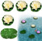 SwirlColor Flor de Loto Lotus Leaves Set 6pcs, Realistas Nenufares Flotantes Artificiales Espuma Flotante para Decoración de Estanque de Acuario - Blanco