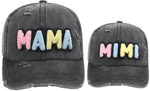 2 passende Baseballmützen für Mama und Mini, Eltern-Kind-Mütze, verstellbare Baumwolle, bestickt, Baseballmütze für Mutter, Mädchen/Jungen
