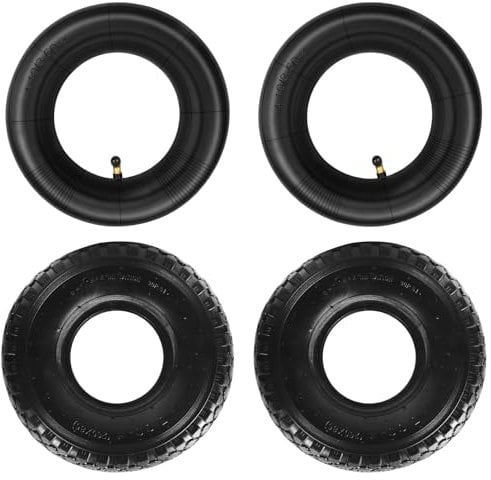 TIHOOK Sackkarrenrad, Reifen 3.00-4, 265x80mm, Räder für Sackkarre mit TR87 Autoventil, 2 x Außenreifen, 2 x Innenschläuche, für Rasenmäher, Sackkarren