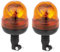 Générique 2 pcs Gyrophares Orange Rotatif 12V 24V + Ampoules Halogène Lampe Balise d'Avertissement Sur Hampe Flexible Tige DIN