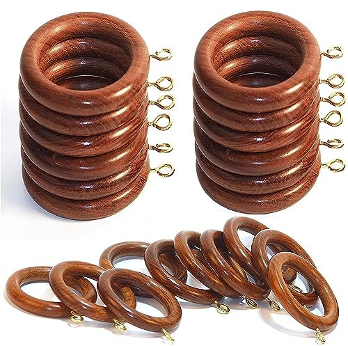 Anelli per tende in legno palissandro, 24 pezzi, diametro interno 4,5 cm e esterno 6,3 cm
