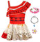 Monissy Déguisements Moana Enfants Robe Princesse Vaiana Fille Déguisements Enfants Océanie Collier Couronne Barrette Été Piscine Hawaï Photographie Cosplay Cadeau Halloween Carnaval 100