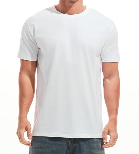 RONOMO Men's Solid Color Comfortable Ice Feeling T-Shirt | 95% cotton 5% spandex medium elastic comfortable fabric