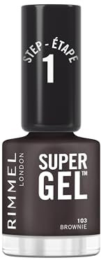 Rimmel Super Gel, 103 Brownie, Long-Lasting Nail Polish, Glazed Finish, Easy Application, Gel-like Manicure, Chip Resistant, Clean Formula, 12ml