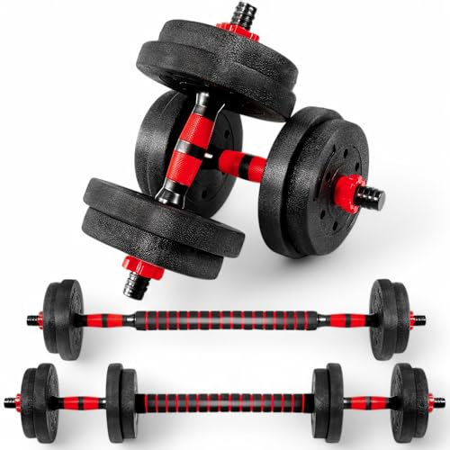 TANNESS Dumbbells Set - 2 in 1 Adjustable Dumbbells - Dumbbell Sets for Men and Women - Barbell Weights Set with Connecting Rod - 10kg Dumbbell Pair - Gym Equipment - Exercise Equipment for Home Use