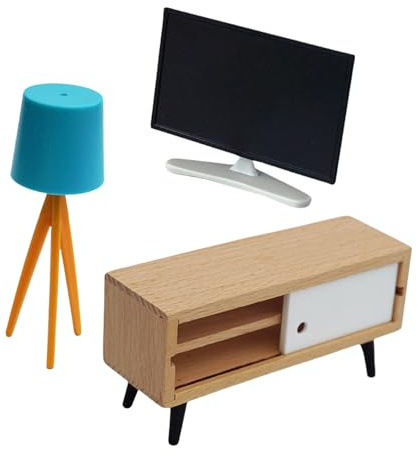 Dollhouse Miniature Furniture Set 1/6 1/12 TV Cabinet and Floor Lamp Model Furniture Decoration
