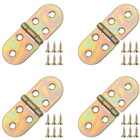 QZKJQDD 4 Stück Scharniere Klappbar, 180 Grad Scharniere Klappbar Runde Klappscharnier, Scharnieren Klein Scharnierband, Türscharnier für Türen Schränke mit 24 Stück Schrauben (Farbige Verzinkung)