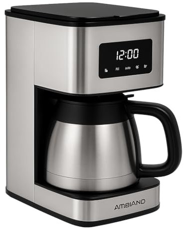 RB&G Ambiano Thermo Kaffeemaschine TCM-1, Edelstahl, 8 Tassen, 900 W, Timer-Funktion, 1L Wassertank