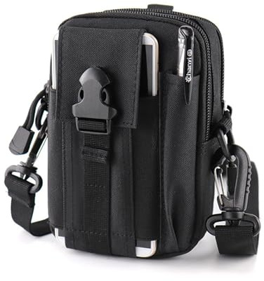 LIUYIDM Borsello Tattico, Nero Marsupio Uomo da Cintura, Porta Cellulare Cintura, Marsupio Militare, Borsello da Multifunzionale per Escursionismo,Campeggio,Ciclismo