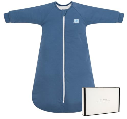 LILBESTIE 2.5 Tog Baby Sleeping Bag with Arms Long Sleeves Toddler Sleep Sack 0-6 6-12 12-24 Months - Winter Cotton Sleep Suit Bag Wearable Blanket with Two-way Zipper Blue