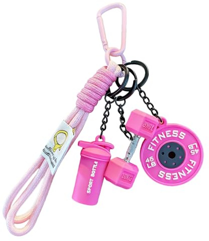 BelleFlair Fitness Schlüsselanhänger mit Hantel, Gewicht, Süßes Gym Zubehör für Damen und Männer, CrossFit Tasche Auto Schlüssel-Zubehör