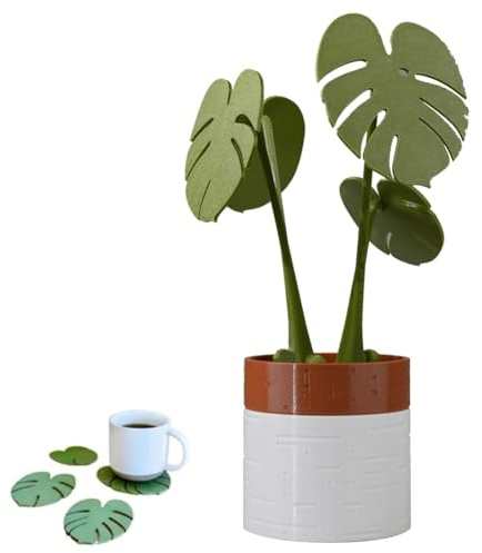 Osmond Monstera Plant Coasters Set 3D Printed Reusable Coaster Plant Plant Coaster Coaster for Desk Turtle Coaster Funny Coasters for Drinks