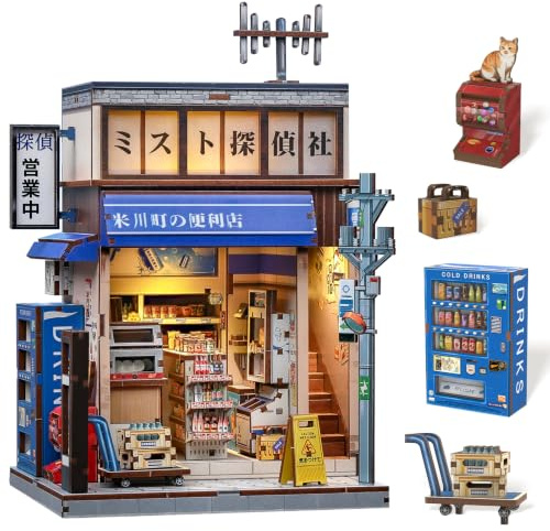 CUTEBEE Book Nook Kit - Puppenhaus Im Japanischen Stil, DIY Holz Miniaturhaus Für Erwachsene, Wohn Und Bücherregal Deko, Einzigartiges Geschenk Für Familie Und Freunde