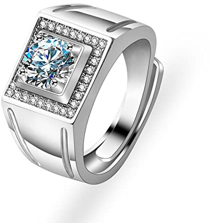Ayoiow Weißgold Ring9K, Breit Moissanit Eheringe Weissgold 375, Herrenring Echt