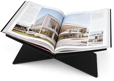 LELE LIFE Buchständer aus Acryl, transparenter Buchhalter zum Lesen, offener Präsentationsständer für Kochbuch, Zeitschriften, Rezepte, Bibel auf Küchentheke oder Schreibtisch, Schwarz