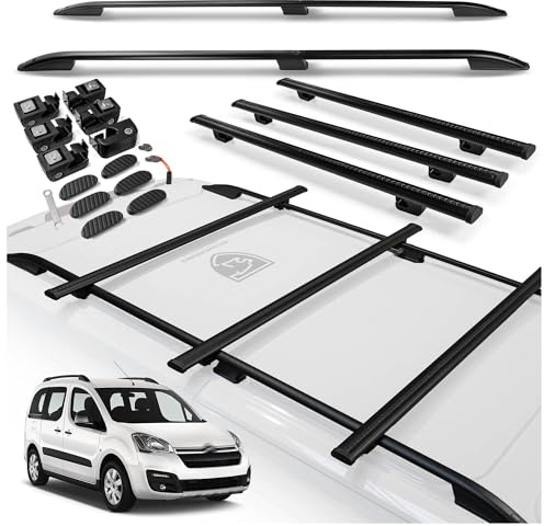 CHROMEMASTER | Kit Rails de Toit et Barres de Toit Compatible avec Citroen Berlingo L1 Court 2008-2018 | Système de Porte-Bagages de Toit pour Voiture | Montez Un Panier de Toit ou Un Coffre de Toit