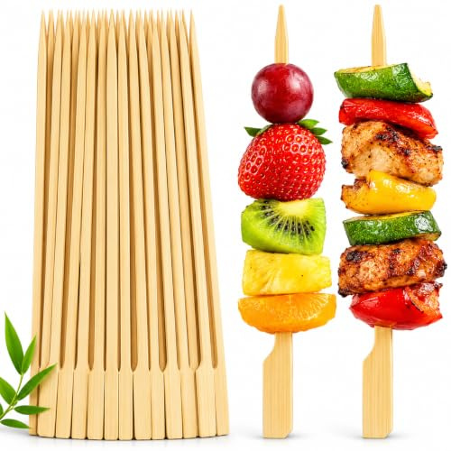 50 Pack Paddle Skewers 18cm | Wooden Cocktail & BBQ Food Skewers | Flat Kebab Sticks for Burgers, Satay, Fruit, Canapes, Party Platters & Grilling