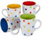 TRI Kaffee-Becher Kunterbunt, Teetasse, Kaffeetasse, Geschirrset, Teebecher, Tasse mit Pünktchen, bunt, Steingut, 4 Stück, je 330ml