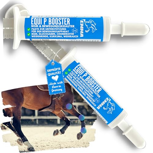 EMMA MSM Pferd Gelenk-Paste 2×30 ml – Equi P Ergänzungsfutter | Mit Glucosamin, Chondroitin, Vitamin C, Bierhefe, Kurkuma, Spirulina, Weidenrinde und Weihrauch für Pferde