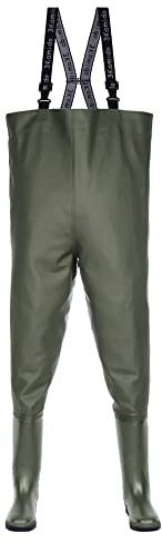 3Kamido Wathose Classic, SCHWARZ und GRÜN Serie 680, Anglerhose Standard, Fischerhose Teichhose Hochwasserhose (47 EU, Grün)