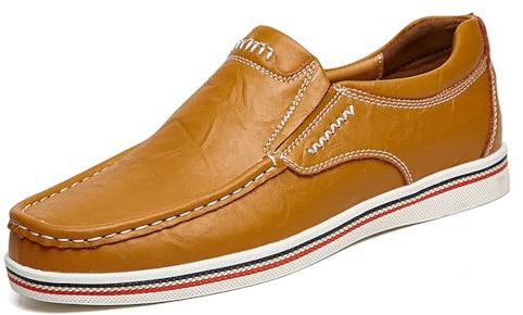 Mocasines de Conducción Casual para Hombres Brogue Negocios Calzado Cómodo Mocasín Deportivo Caminar Ligero(Marrón,47 EU