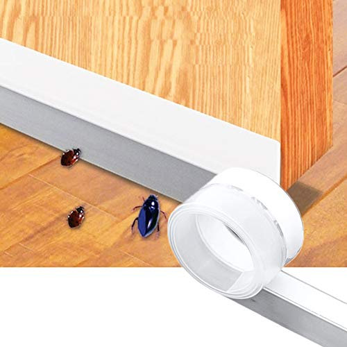 Porte bas joint Strip, Bande de joint de porte auto-adhésive Joint de porte inférieur en silicone Fenêtre de porte insonorisée Coupe-froid, translucide[5m],Half clear,45mm
