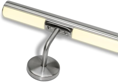 Pasamanos para escaleras de acero inoxidable con LED blanco natural multicolor predisposición LED (260 cm, pasamanos con LED luz cálida 3000 K)