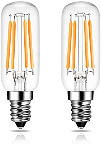 EKSAVE E14 4W LED Cooker Hood Bulb 40W Incandescent Replacement Warm White 2700K T25 Tubular Filament Bulb LED Appliance Lamp for Fridge Freezer/Microwave/Cooker Hood (2-Pack)