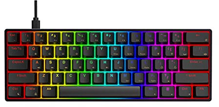 AEON Gaming AC61M GK61 RGB Gaming Keyboard - 61 Keys Aluminum Case Two USB-C Ports PBT Keycap Hot Swappable Programmable for PC/Mac Gamer (Gateron Optical Red, Black Color)